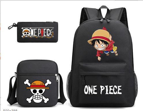 One Piece Anime Rucksack für Schüler Outdoor Campus Schultasche mit Federmäppchen Digitaldruck