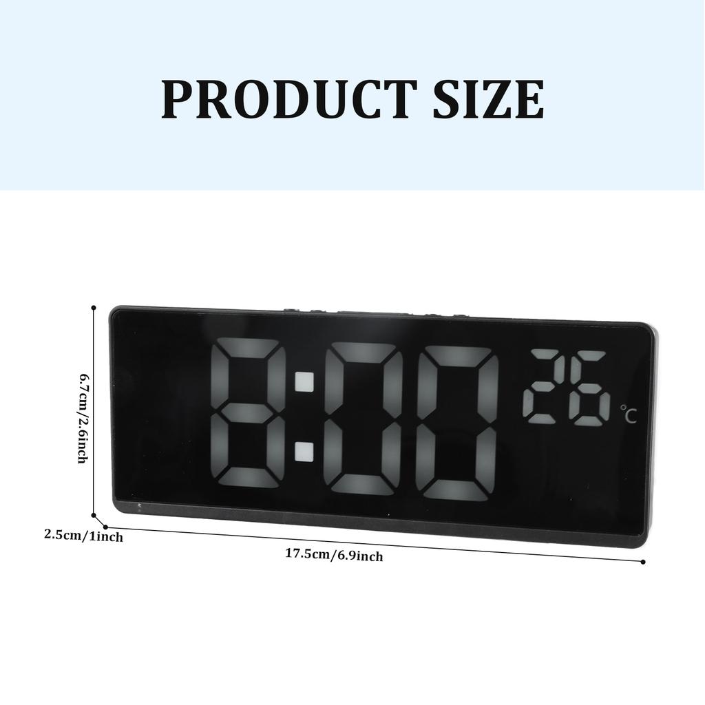 Digital Clock Tabletop Clock with Alarm Clocks USB Powered Large Temperature Display Screen for Home and Office Use