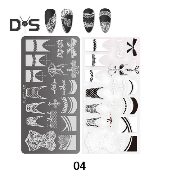 Stamping Plates Set Bows Flowers Lace Design Manicures Decoration Metal Plate Transfer Sweet Series Template