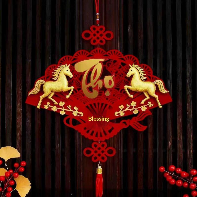 Horse Year 2026 Vietnamese Festive Ornaments, Spring Festival Tet Decor, New Year Wall Hanging Pendants Atmosphere.