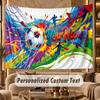 Soccer (293) Theme Wall Tapestry Customized With Name Text Personalized Hanging Tapestry For Bedroom Living Room Decor
