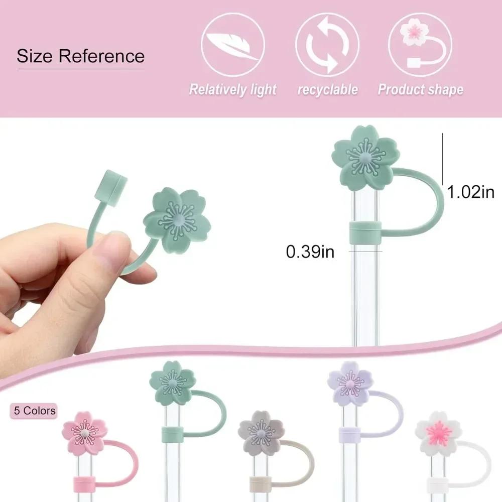 10mm/0.4in Blumenform Strohhalmabdeckung Kompatibel mit Stanley 30&40 Oz Becher Weiche Silikonblumen-Strohhalmabdeckung Strohhalmdeckel