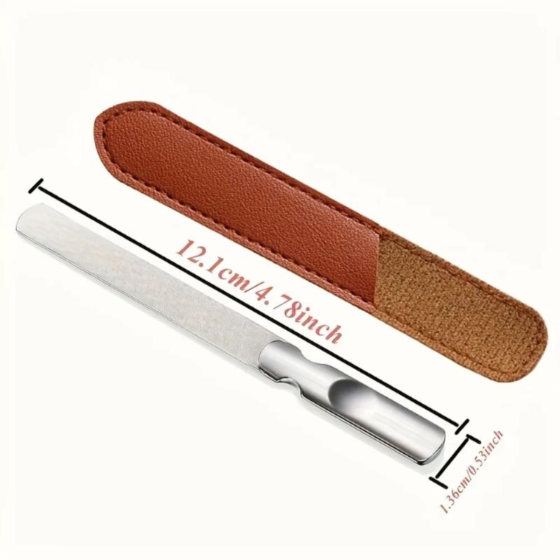 Double Sided Stainless Steel Nail Files with Case Professional Reusable Manicure Pedicure Tools for Home Salon Foot Care Kit