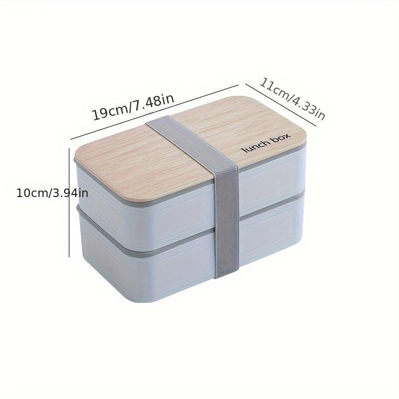 1 Stück Nordischer Stil Holz Doppel-Schicht Kunststoff Lunchbox Lunchbox Student Büroangestellter Tragbare Bento Box Besteckset