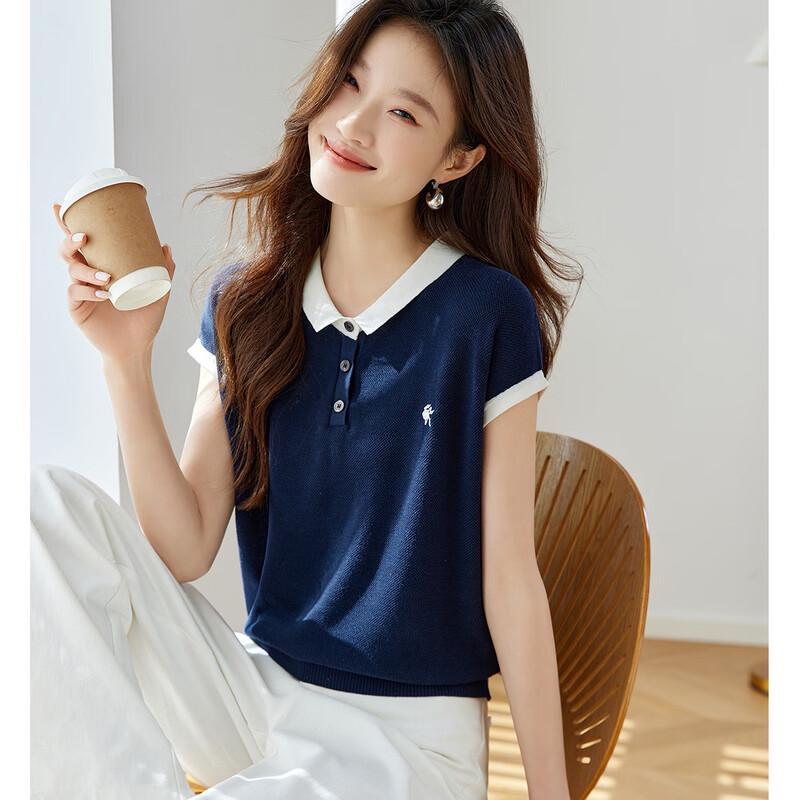 Srcr Silk-Blend Embroidered Knitted Lapel T-shirt