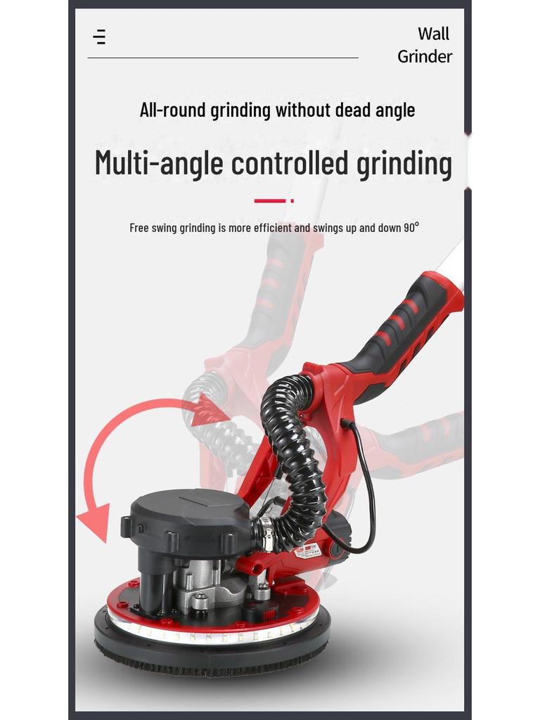 Customizable 225mm Self-Vacuuming Wall Putty Sandpaper Grinder with Light and Long Pole