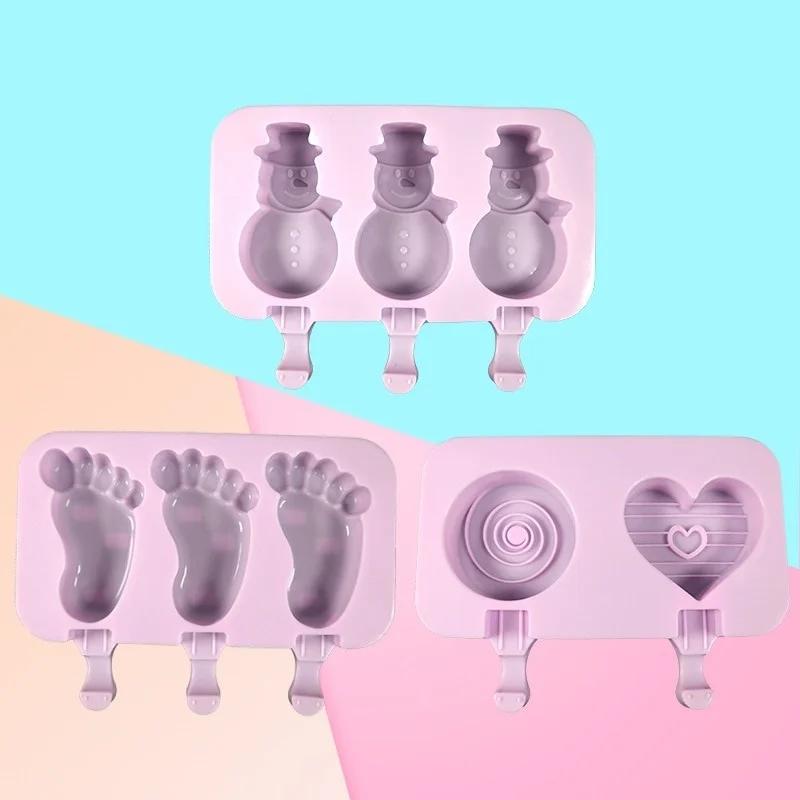 Forme de casă făcute manual Silicon Formă de înghețată Tije de gheață Forme Siamese cu Capac DIY Desen Animat Imagine Drăguță Ustensile de Bucătărie