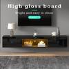 160*31*22cm Hochglanz Wandhängeschrank, TV-Ständer und TV-Schrank mit LED-Beleuchtung, Lowboard, für 70-Zoll-Fernseher, 35kg Tragkraft, Schwarz