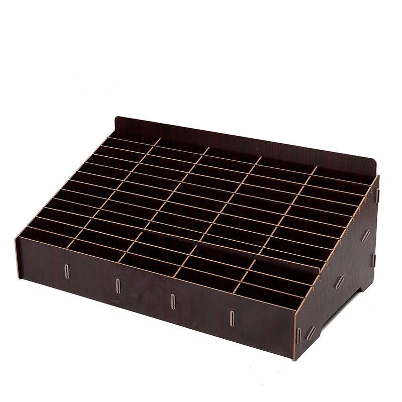 Multi-Compartment Wooden Desktop Organizer for Phones, Cables, and IDs