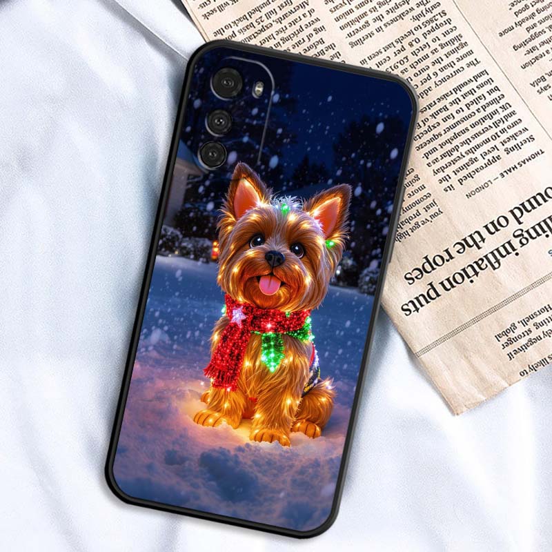 Christmas Cartoon Cat Art For Motorola G85 Edge 50 G24 G35 G14 G04 40 G72 G34 G G54 G13 G32 5G Black Phone Case