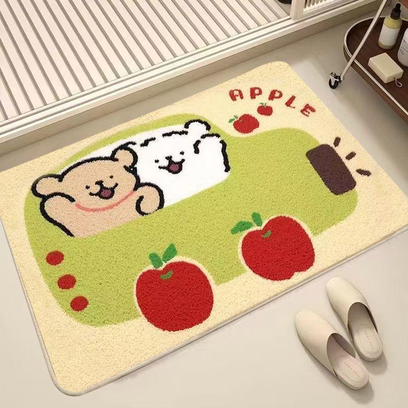 Cartoon bathroom absorbent floor mat, home toilet, bathroom imitation cashmere thick foot mat, children's room door mat