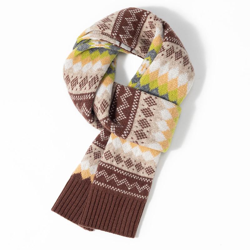 

новый жаккардовый вязаный шерстяной шарф Fair Isle зимний теплый шарф-шаль