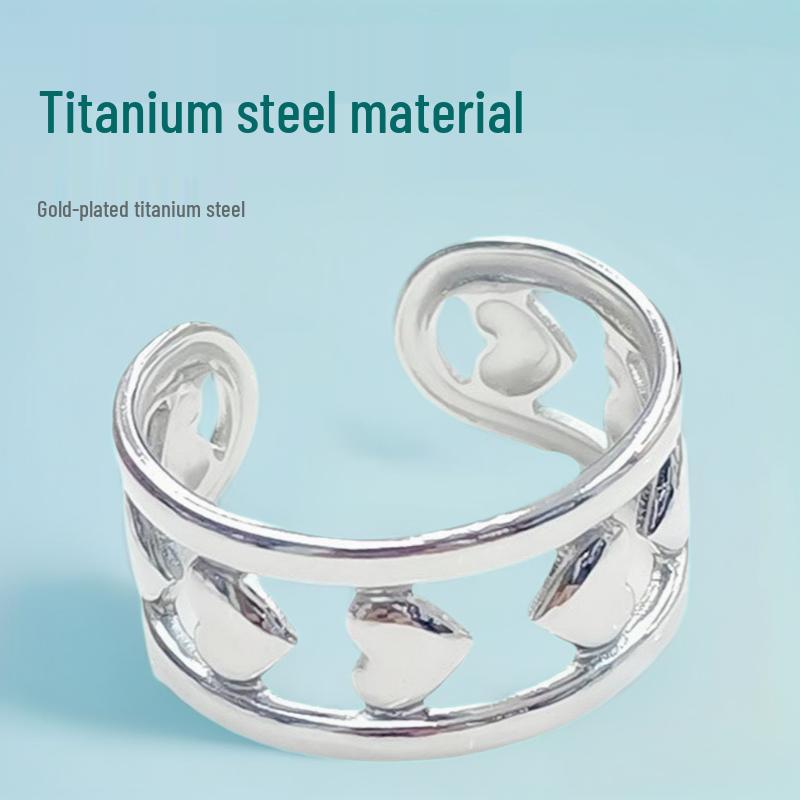 

Vintage-Style Titanium Steel Open Ring - Unique Non-Fading Design for Couples, Stainless Steel Jewelry.