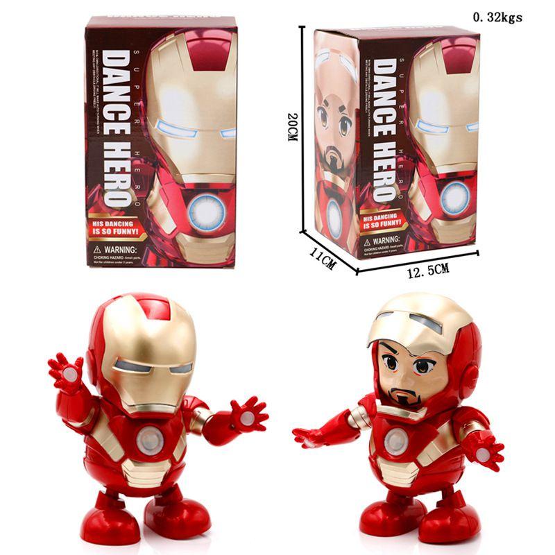 Vibrant Dance Iron Man Action Figure Toy With Led Flashlight And Sound Features