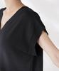 Nano Universe Multifunctional Strong Twist French Sleeve Front and F Women's Knit, 2-Way Back, 010, Black, 673-5222308