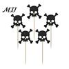 Cake Decoration for Halloween 8 Pcs Glitter Cupcake Picks, Spooky Black Skull Cream Safe Topper Toppers, Gothic Birthday Party Supplies