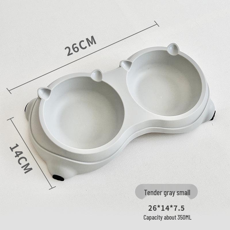 Nakloněná nerezová kočičí miska: Dvoumiskový design proti rozlití s ochranou krku pro krmení a pití