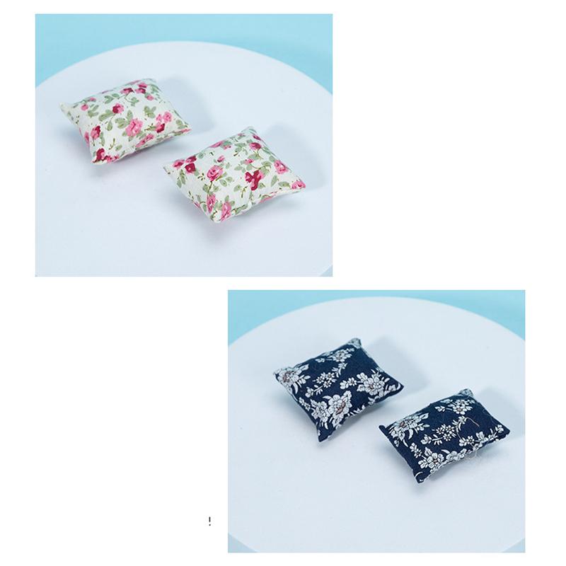 2Pcs 1:12 Dollhouse Mini Furniture Cloth Sofa Pillow Doll House Home Furnishings