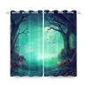 2pcs/set Horror Halloween Window Curtain Full Moon Night Tomb Iron Gate Back Room Home Bedroom Decor Blackout Polyester Curtains