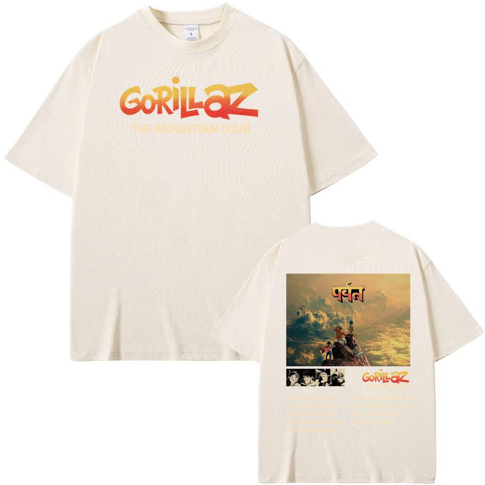 Gorillaz Band Tour 2026 Maglietta Uomo Donna Stampa The Mountian Moda Hip Hop Classica Manica Corta Maglietta 100% Cotone Girocollo Top