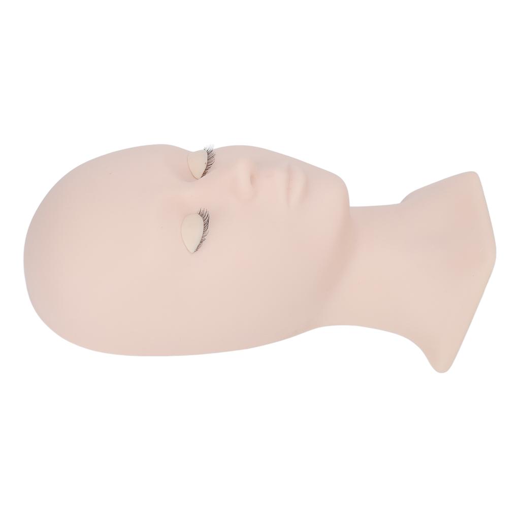 Eyelash Mannequin Head Replaceable Eyes Eyelash Extensions Makeup Massage Acupuncture Silicone Practice Head Model With Eyelashes Single Eyelid Pink