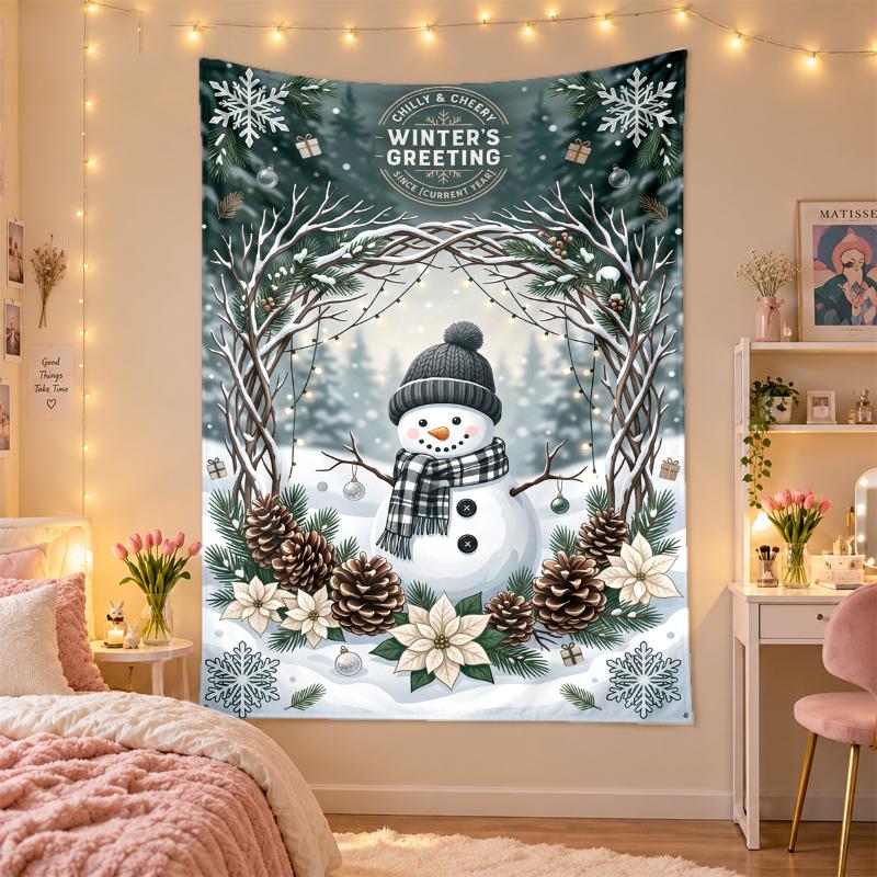 Yatak Odası Oturma Odası Duvar Dekorasyonu İçin Noel Baskılı Duvar Halısı Tatil Hediyesi