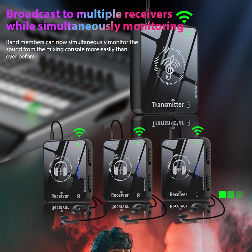 2.4GHz Wireless Earphone Monitor Transmission System Rechargeable Transmitter and Receiver