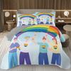 Rainbow Bedspread Queen/Full People Celebrating International Day for LGBT Community Quilt Set Colorful Rainbow Striped Coverlet