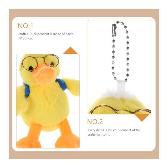 Duck stuffed toy keychain bag charm glasses yellow cute fluffy mascot strap bag decoration key car animal fashion present