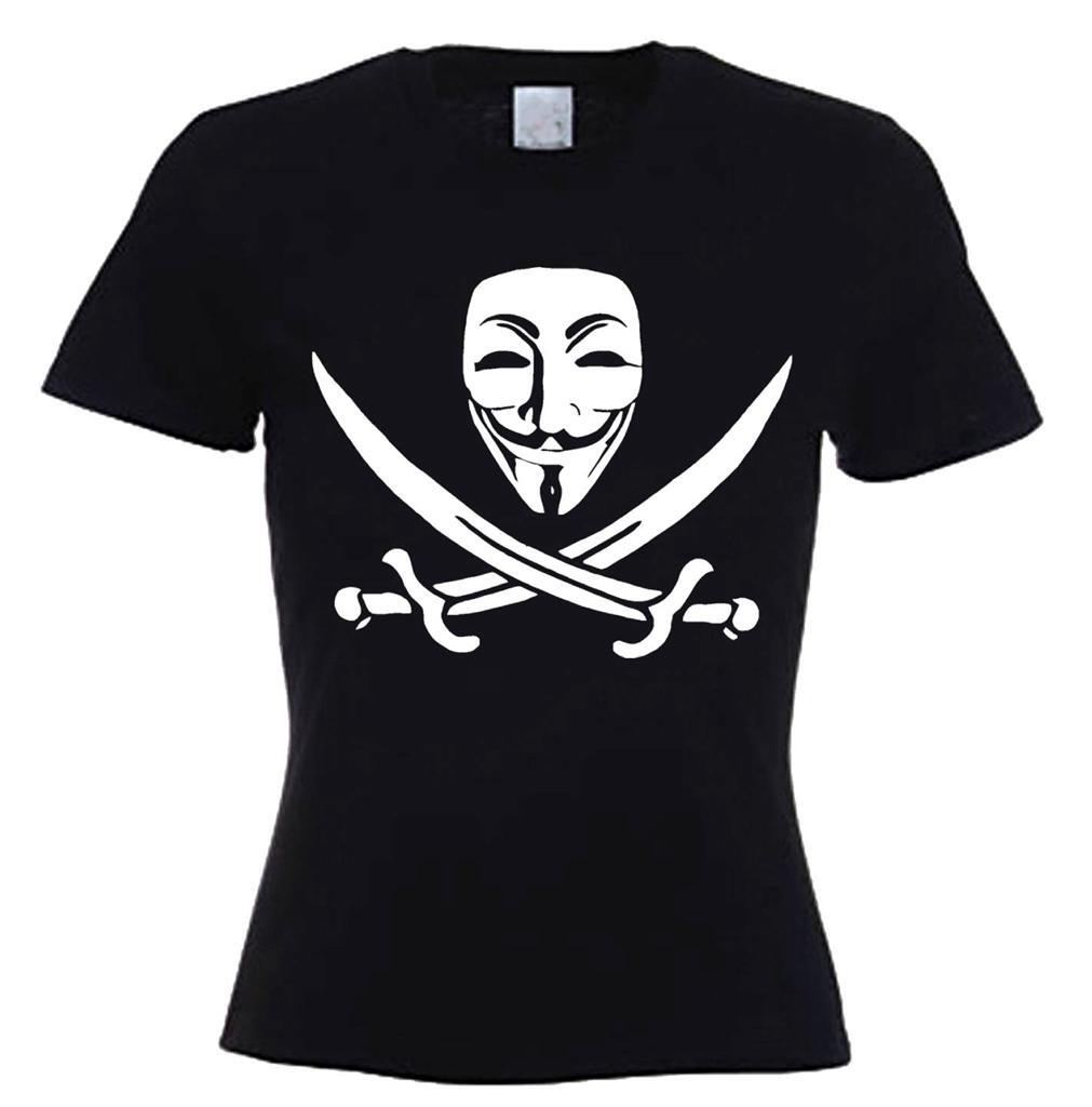 Anonymous Piracy T-Shirt - Guy Fawkes Mask V for Vendetta Disobey Hacker S