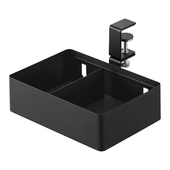 Yamazaki Jitsugyo Table Side Rotating Storage Rack with Dividers Black Rack (Bottom Side): W24.2 x D21 x H15.6cm Tower Tower 360 Degree Rotation