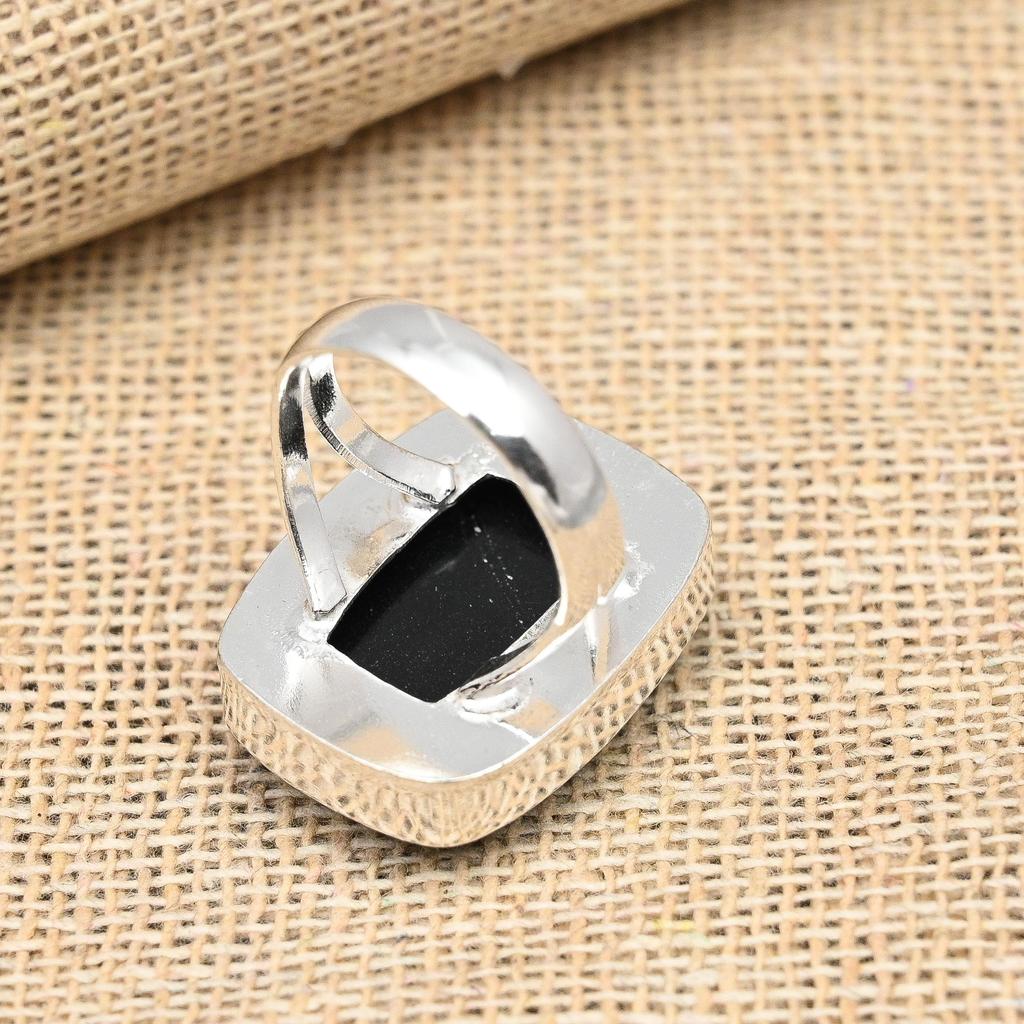 Blauer australischer Triplet-Opal-Edelstein-handgefertigter Schmuckring aus 925er Sterlingsilber