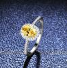 D Color Moissanite Ring Women's S925 Sterling Silver 1 Carat Egg-shaped Yellow Dove Egg Moissanite Ring Wedding Ring Proposal Diamond Ring