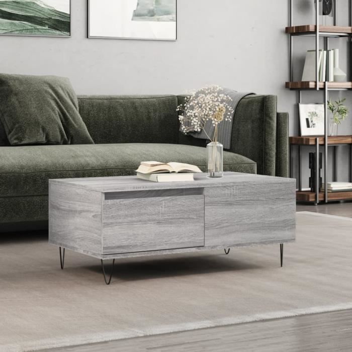 VidaXL Table basse Sonoma gris 90x50x36,5 cm Bois d'ingénierie 830810