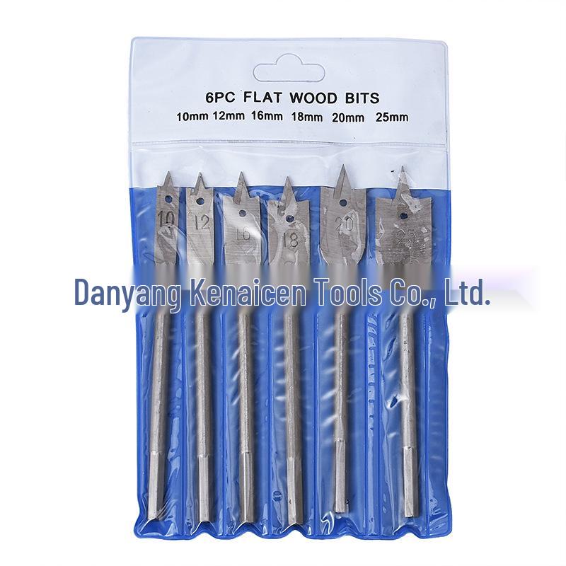 6pc Woodworking Chisel and Drill Set: 6-55mm High Carbon Steel with Flat Point for Wood Hole Enlarging