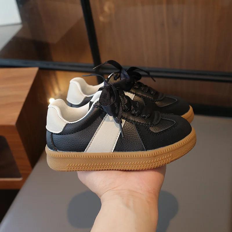 

Children Tennis Shoes Girls School Causal Shoes New Fashion Patchwork Kid Running Sneakers for Boys Versatile Non-slip Hook Loop 27 чёрный