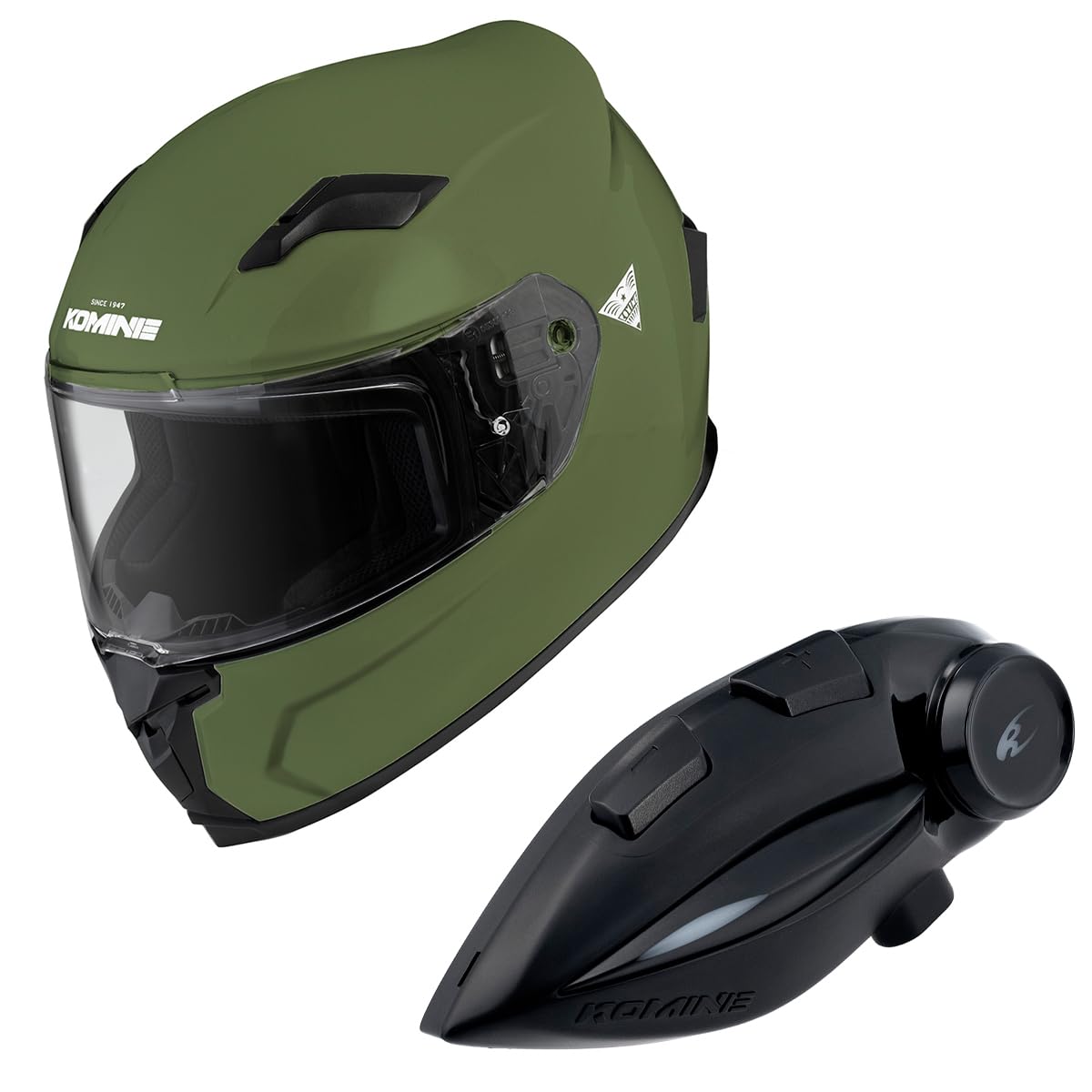 

KOMINE FL Full Face Helmet Motorcycle Intercom Olive XL HK-170 + KK-902