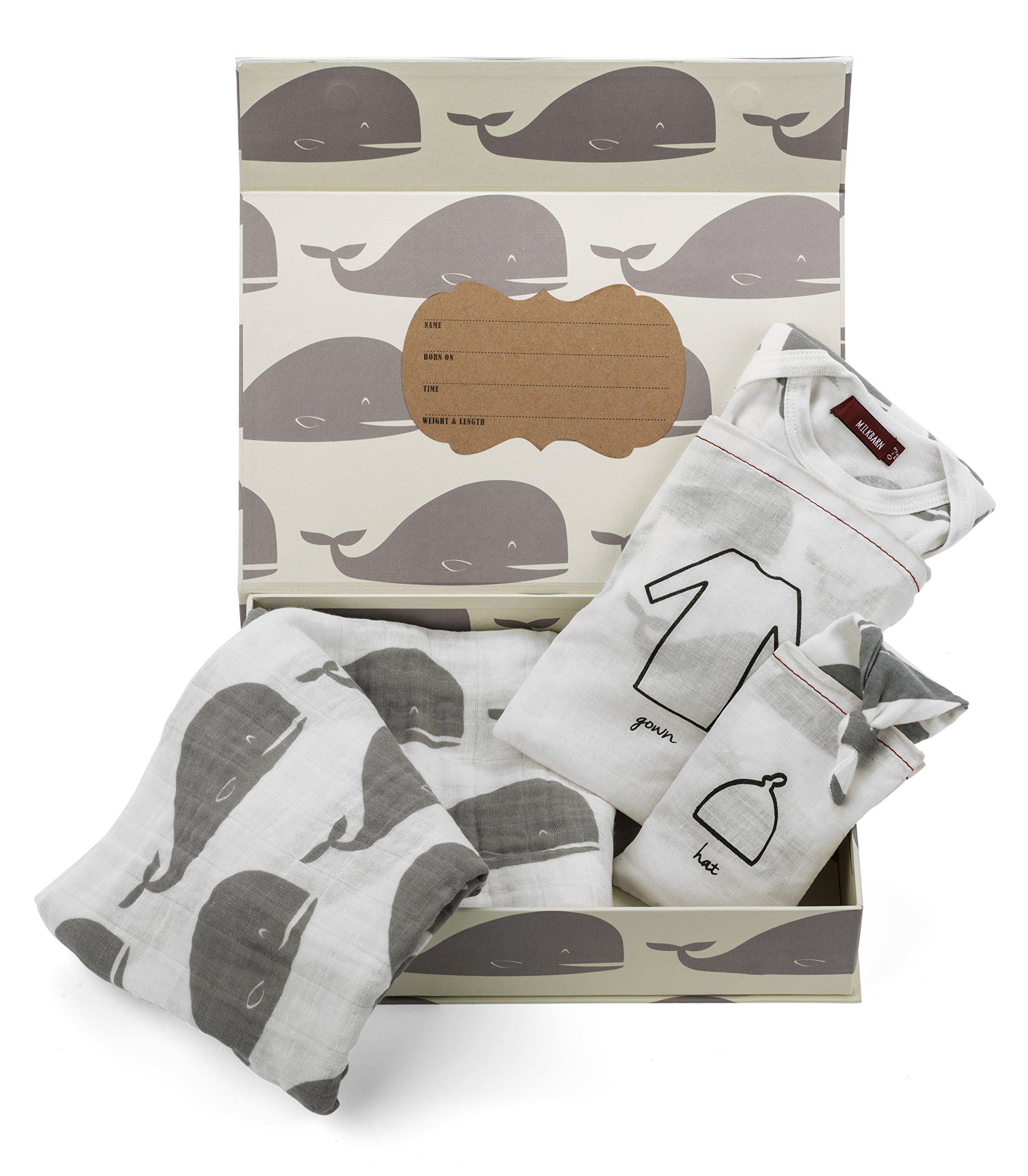 

Milk Barn Baby Gift Organic Grey Set, Whale, 25-0026-00