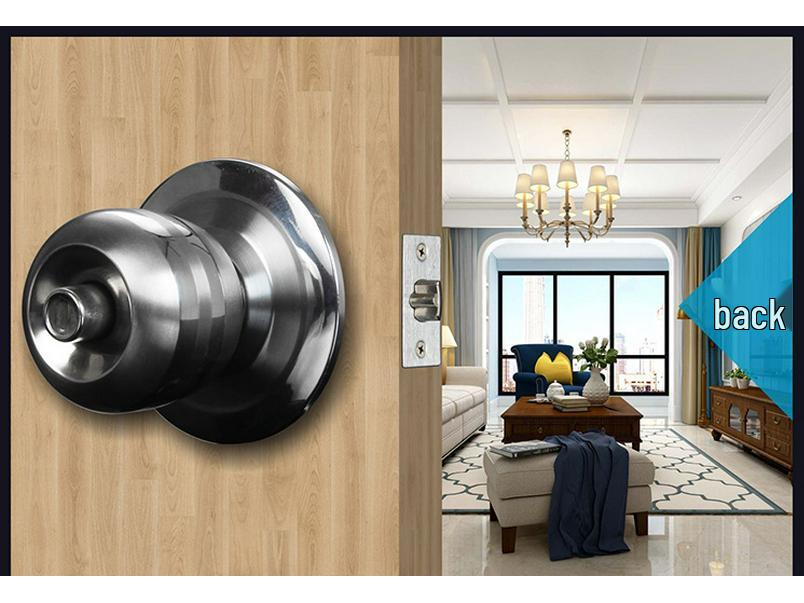 Uniwersalny sferyczny zamek wewnętrzny ze stali nierdzewnej - Okrągły cylinder do sypialni i łazienek.