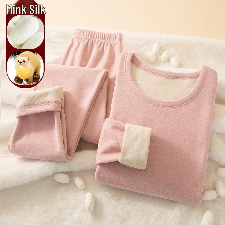 Mink Velvet Cashmere Silk Thermal Underwear Set for Men & Women - Autumn/Winter