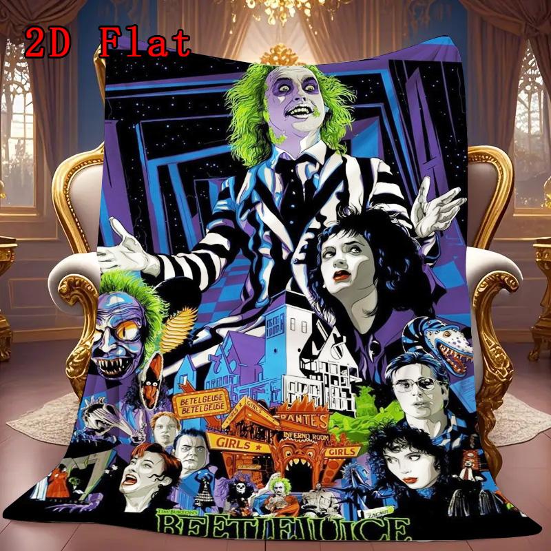 Beetlejuice 2D Flat Pattern Flannel Blanket High quality All Seasons Warmth and Comfort Perfect for Christmas Gifts.MMT0918328