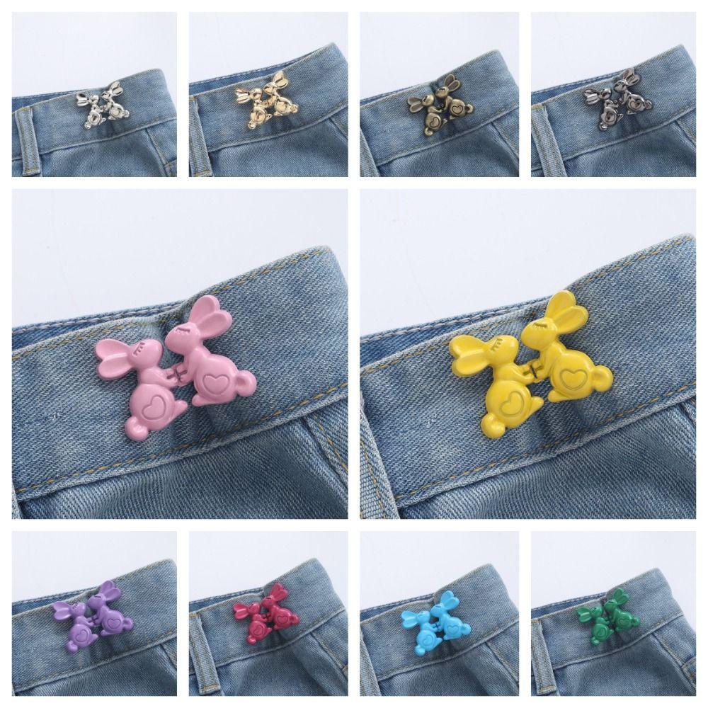 Waist Buckle Heart Rabbit Pants Button Tightener Jean Buttons for Loose Jeans  Waist Accessories