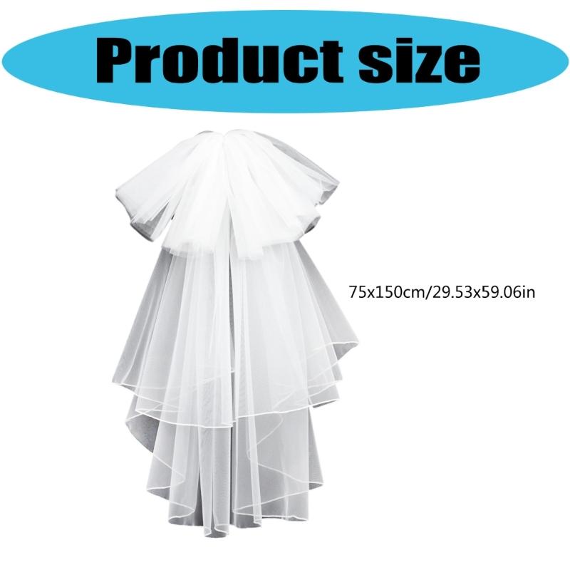 Bridal Veil Bride Mantilla Oversized Bowknot Double Layer Veil Elaborate Hair Accessory for Parties Proms Masquerade