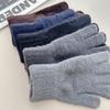 Autumn and Winter Men's Solid Color Knitted Gloves Winter Cycling Warm Men and Women Five Finger Touch Screen Knitted Gloves