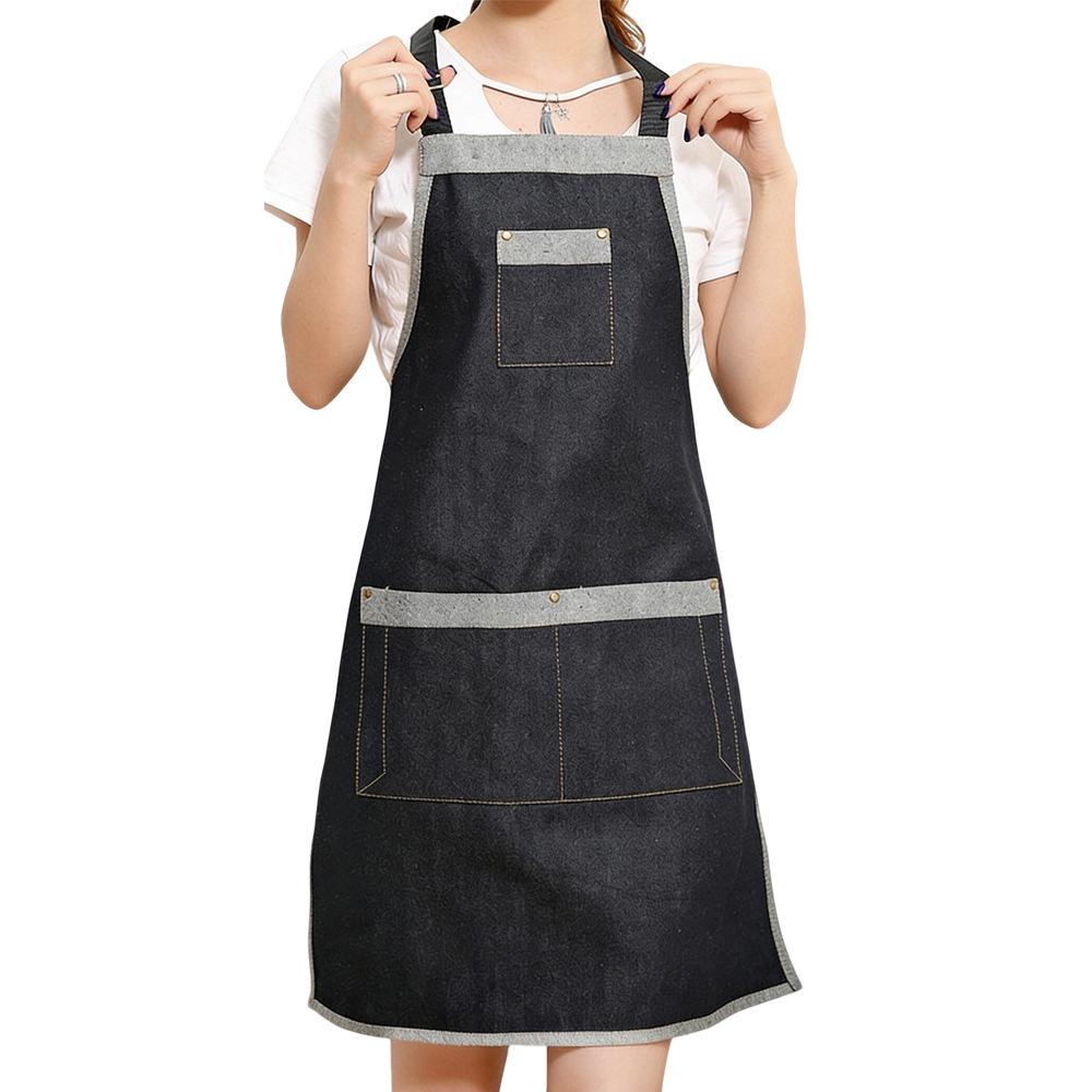 New Style Cross-Border Denim Apron: Barista, Barber & Kitchen Wear with Custom Logo