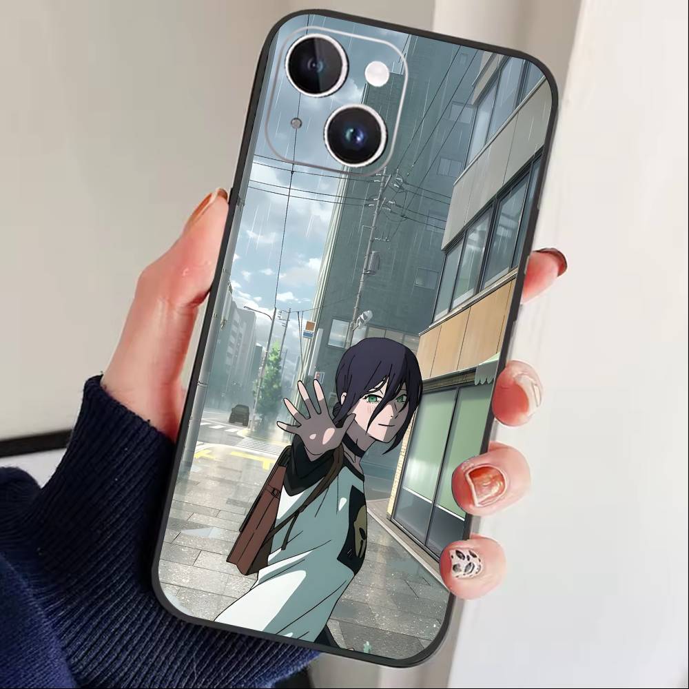 R-Reze C-Chainsaw Man Phone Case For iPhone17,16,15,14,13,12 Plus,Max Soft Silicone Black Cover