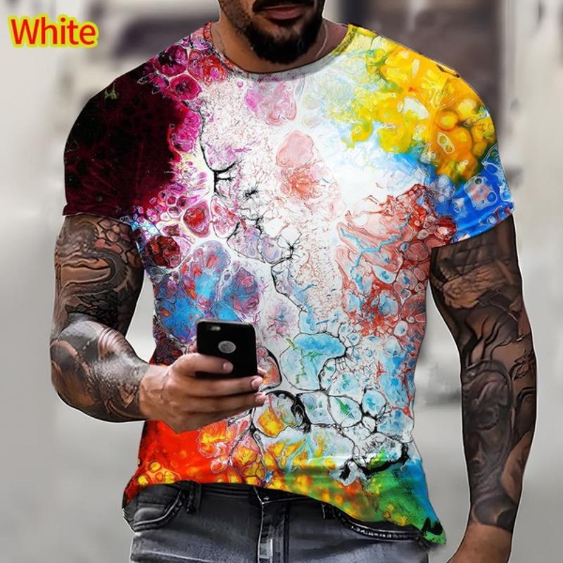Neue Mode Buntes 3D-gedrucktes T-Shirt lässig kurzärmelig Cooles T-Shirt