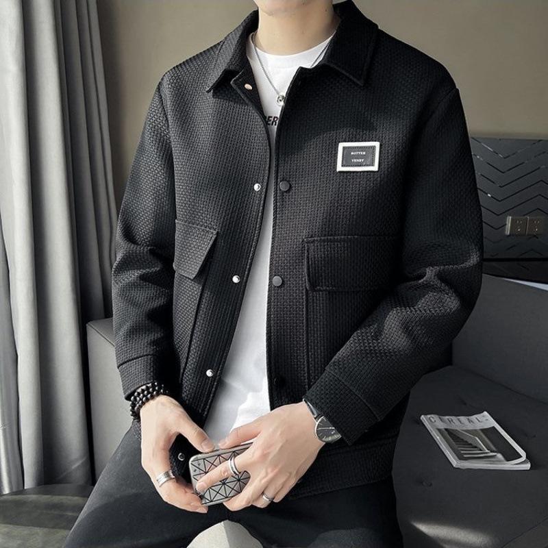 Designed Lapel Jacket Loose Autumn New Korean Fashion Casual Trendy Jacket for Men