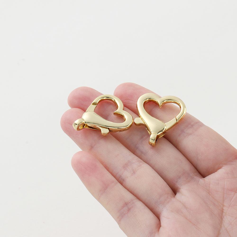 4pcs/bag 14K 18K Gold Color Plated Heart Shape Lobster Clasps Necklace Chain Connectors For DIY Jewelry Crafts Making Accessorie