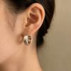 Silver Color Geometric Earrings Versatile Metal Hoop Earrings Polka Dot Earrings Creative Gift